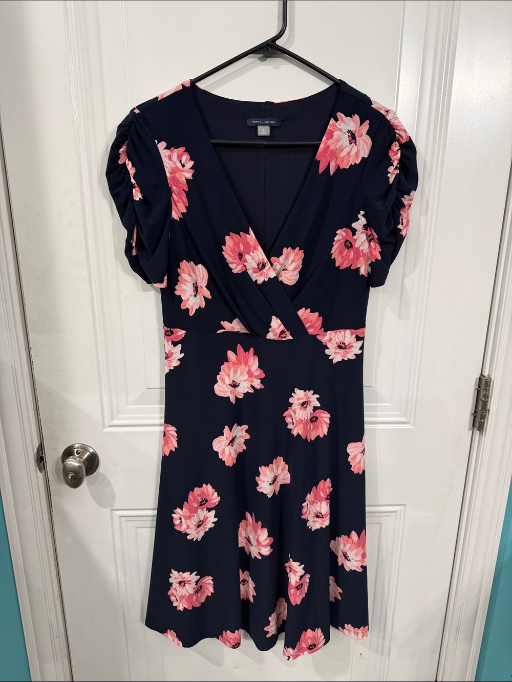 Tommy Hilfiger Navy Dress with Pink Floral Print